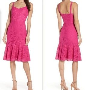 💓NWT Chelsea28 Fancy Sleeveless Magenta Floral Lace Fit & Flare Midi Dress - 0